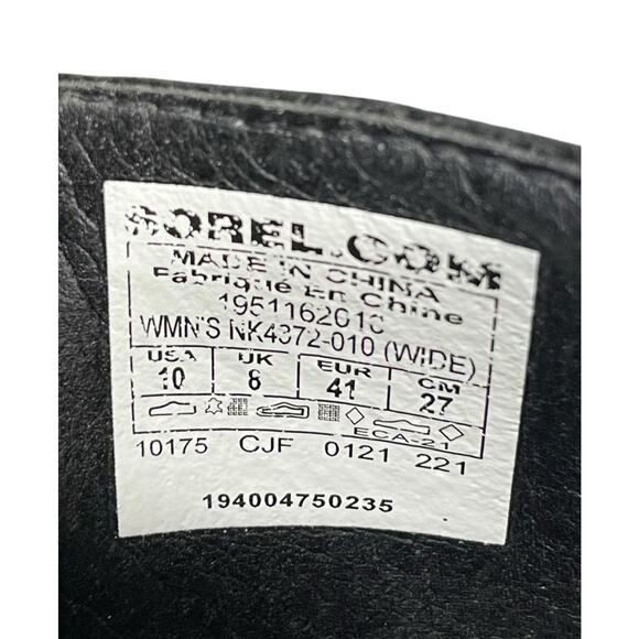 Sorel Joan of Arctic Wedge III Zip Boot Black Leather 10 Wide Chic Edgy - Picture 11 of 11